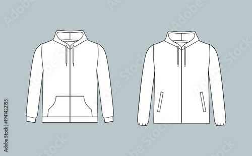 Long sleeve Hoodie technical fashion Flat sketch