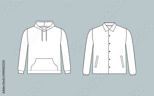 Long sleeve Hoodie technical fashion Flat sketch