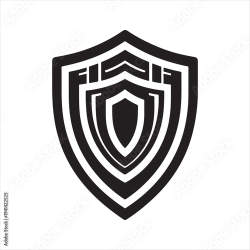 Cyber shield vector silhouette outline logo design concept illustration idea