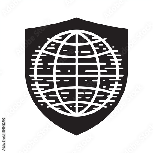 Cyber shield vector silhouette outline logo design concept illustration idea