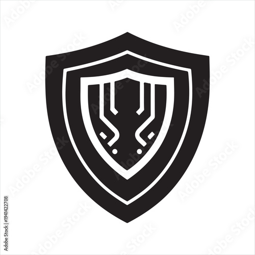 Cyber shield vector silhouette outline logo design concept illustration idea