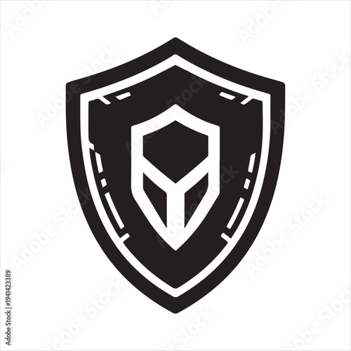 Cyber shield vector silhouette outline logo design concept illustration idea