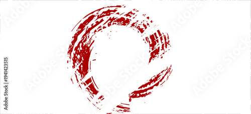Circle brush stroke vector isolated on white background. Red enso zen circle brush stroke. For stamp, seal, ink and paintbrush design template. Grunge hand drawn circle shape, vector illustration