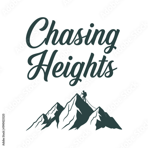 A person standing on mountain peak with arms raised in triumph and freedom outdoors tshirt design