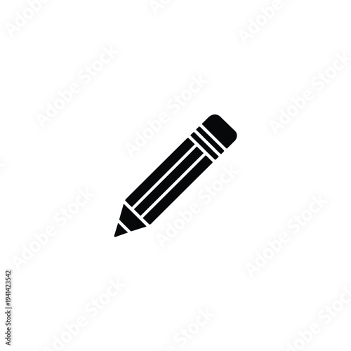 Solid fill of a black pencil with a pointed tip and three grooves