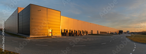 Modern logistics halls with loading ramps