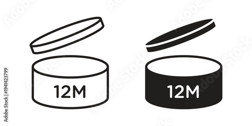 12M icon. Black and White Vector Illustrations. line icon vector pictogram