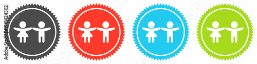 Icons auf 4 Buttons mit Zacken zeigen Junge und Mädchen oder Kinder