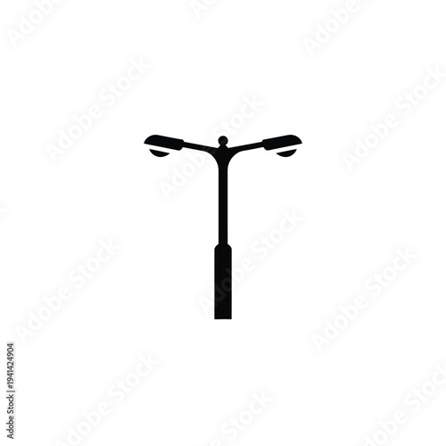 Solid fill of black streetlight pole with two lamps 1
