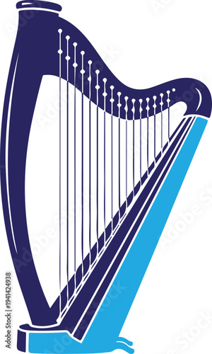 Silhouette of a harp isolated on transparent background