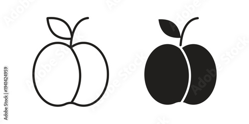 Apricot icon. Black and White Vector Illustrations. line icon vector pictogram