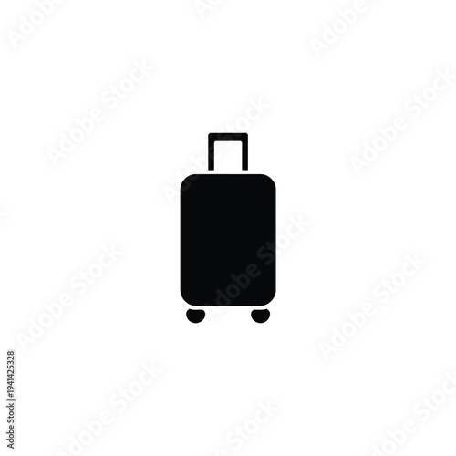 Solid fill of black suitcase luggage with handle and wheels travel