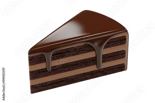 A slice of decadent chocolate cake with layers of moist chocolate and creamy filling