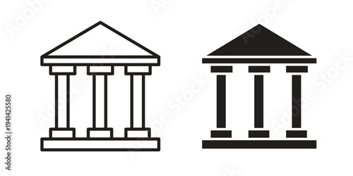 Bank icon. Black and White Vector Illustrations. line icon vector pictogram