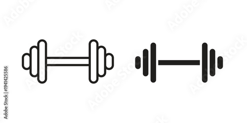 Barbell icon. Black and White Vector Illustrations. line icon vector pictogram