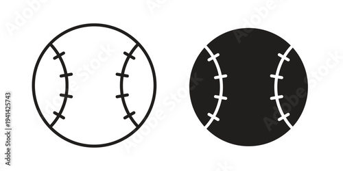 Baseball icon. Black and White Vector Illustrations. line icon vector pictogram