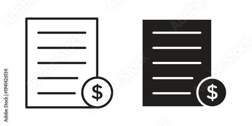 Billing icon. Black and White Vector Illustrations. line icon vector pictogram