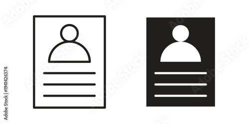 Biography icon. Black and White Vector Illustrations. line icon vector pictogram