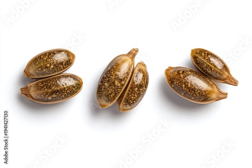 Close-up of Fresh Castor Beans on White Background