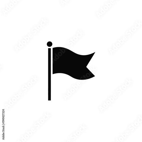 Solid fill of a black urgent flag on a white background symbol