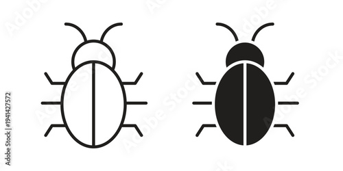 Bug icon. Black and White Vector Illustrations. line icon vector pictogram