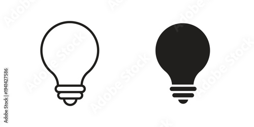 Bulb icon. Black and White Vector Illustrations. line icon vector pictogram