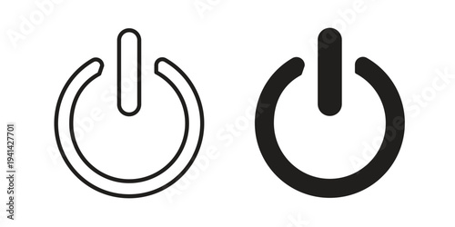 Button on off icon. Black and White Vector Illustrations. line icon vector pictogram