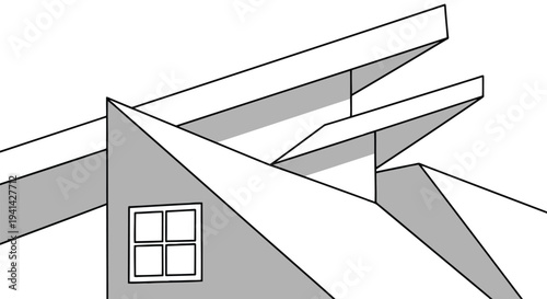 Abstract Geometric Architectural Design with Window Keywords: abstract, geometric, architecture