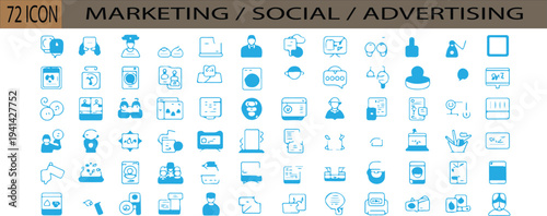 72 Solid Marketing & Business Icons Social Media, Advertising and Strategy Mega Collection