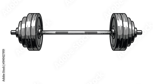Barbell with weight plates on white background weights