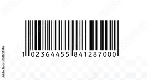 Black and white barcode with numbers on a white background