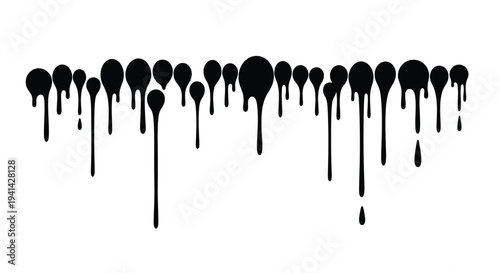 Black Dripping Paint or Liquid Border Design vector