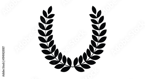 Black laurel wreath on white background award victory