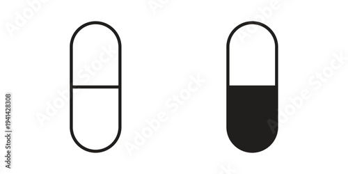 Capsule icon. Black and White Vector Illustrations. line icon vector pictogram