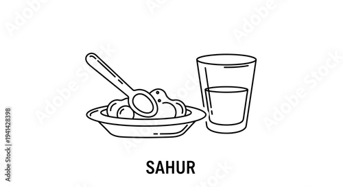 Food and drink for breakfast meal.