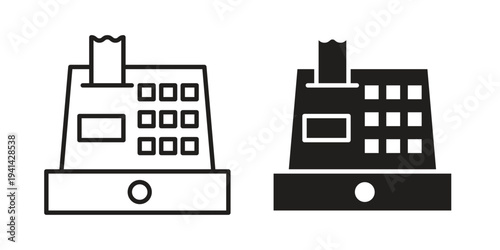 Cash register icon. Black and White Vector Illustrations. line icon vector pictogram