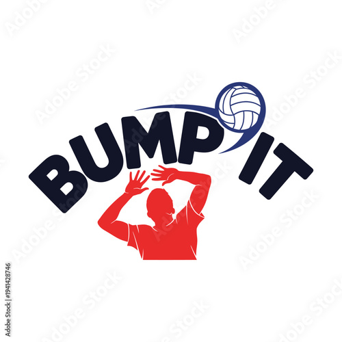 Volleyball player in action with Bump It logo on white background tshirt design