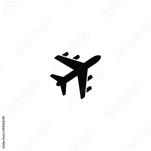 Black handwritten airplane symbol on white paper background
