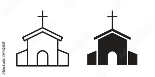 Church icon. Black and White Vector Illustrations. line icon vector pictogram