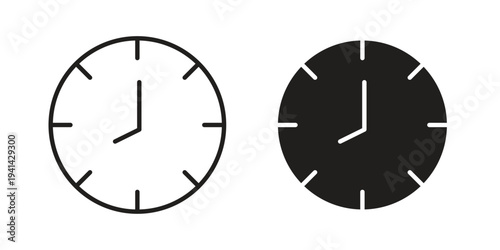 Clock icon. Black and White Vector Illustrations. line icon vector pictogram