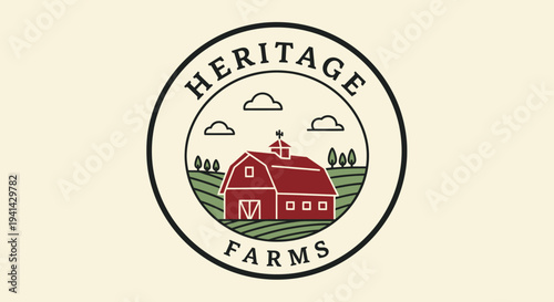 Heritage Farms Rustic Barn and Landscape Emblem.