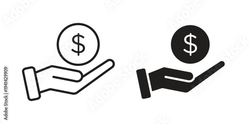 Contribution icon. Black and White Vector Illustrations. line icon vector pictogram