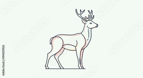 Majestic Deer with Antlers Standing Gracefully.