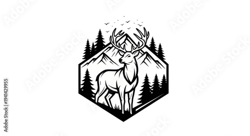 Majestic Stag Standing Proudly in a Wilderness Scene.