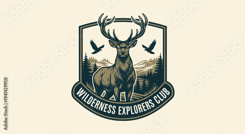 Majestic Stag Emblem for Wilderness Explorers Club.