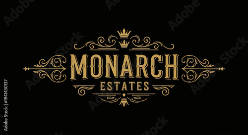 Monarch Estates Luxury Logo Design with Ornate Golden Details.