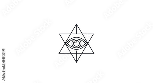 Mystical Eye of Providence within a Star of David Outline.
