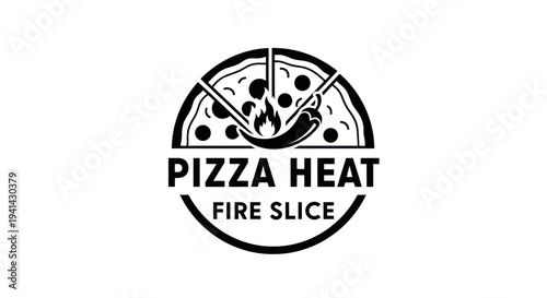 Pizza Heat Fire Slice Logo Design with Fiery Chili Pepper and Pizza Slice.