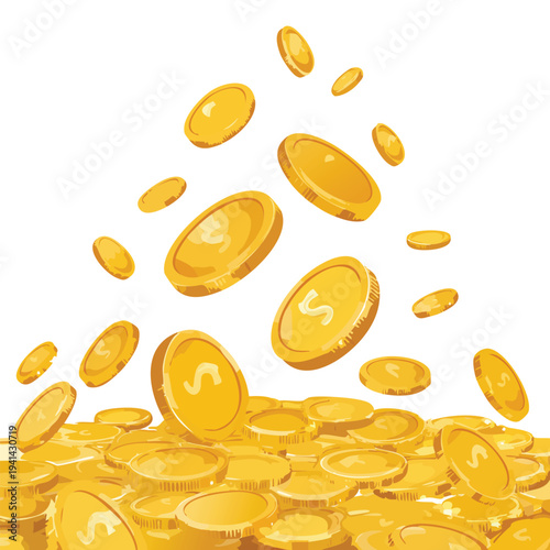 golden coins falling