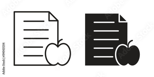 Diet plan icon. Black and White Vector Illustrations. line icon vector pictogram